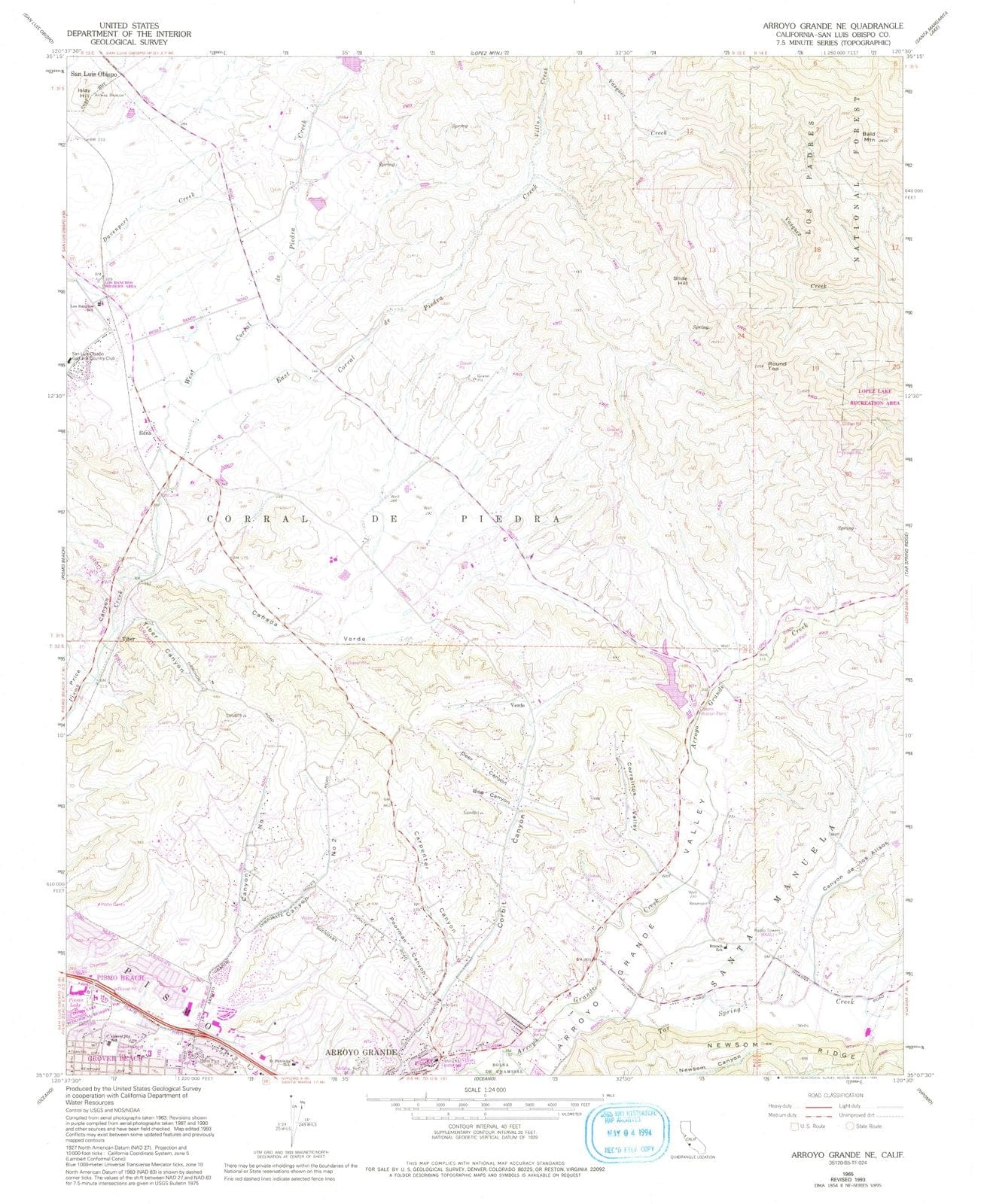 1965 Arroyo Grande, CA - California - USGS Topographic Map
