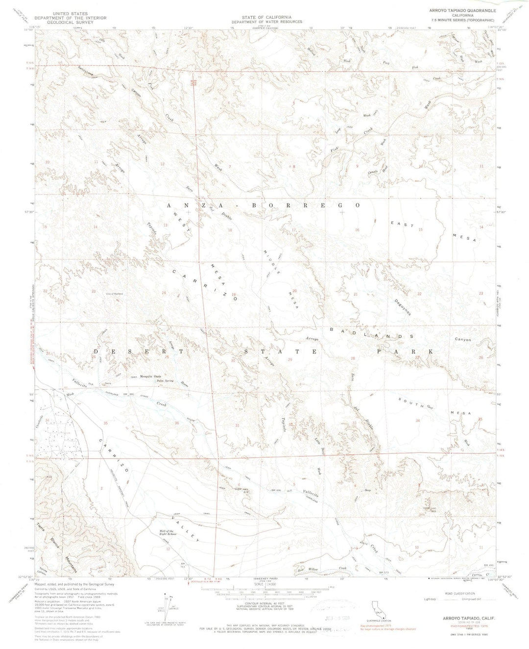 1959 Arroyo Tapiado, CA - California - USGS Topographic Map