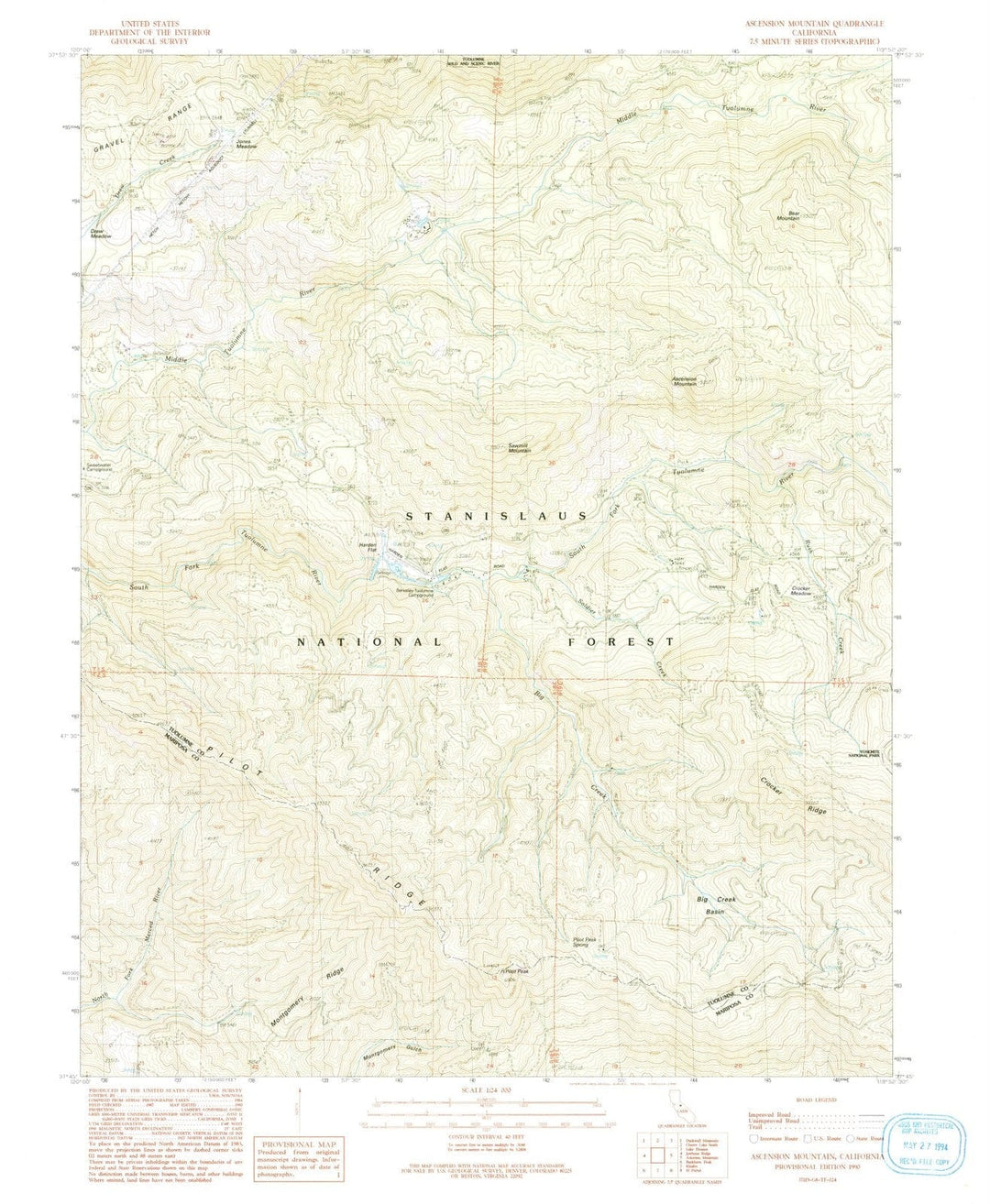 1990 Ascension Mountain, CA - California - USGS Topographic Map