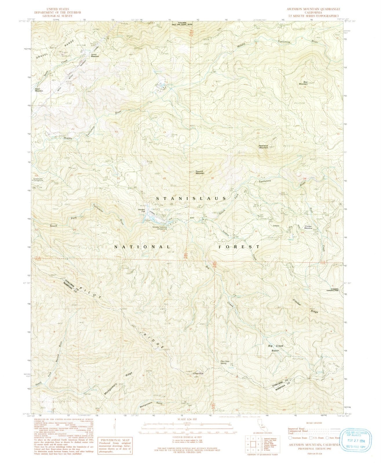 1990 Ascension Mountain, CA - California - USGS Topographic Map