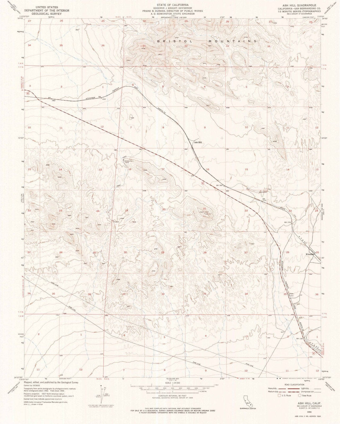 1955 Ash Hill, CA - California - USGS Topographic Map