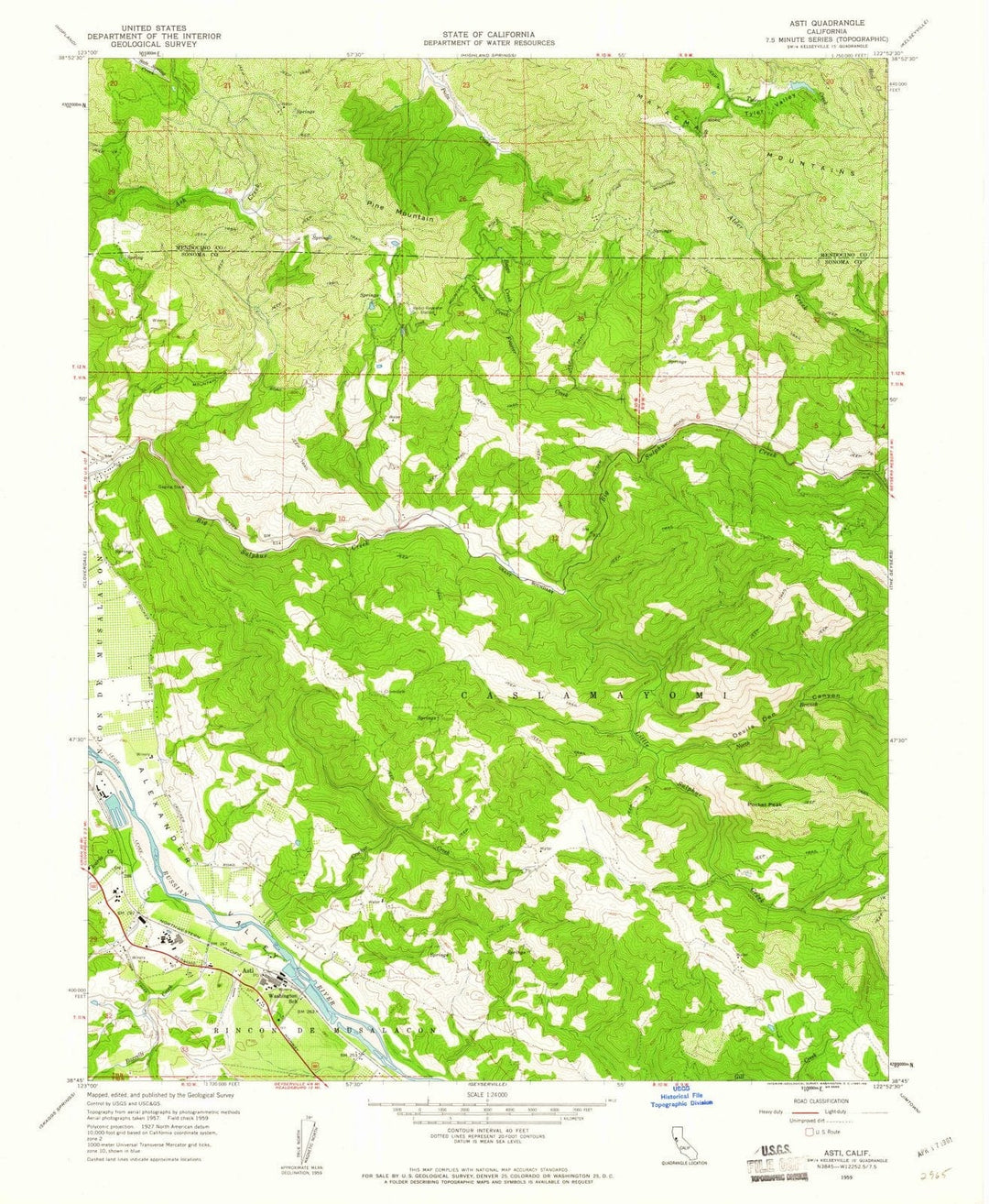 1959 Asti, CA - California - USGS Topographic Map