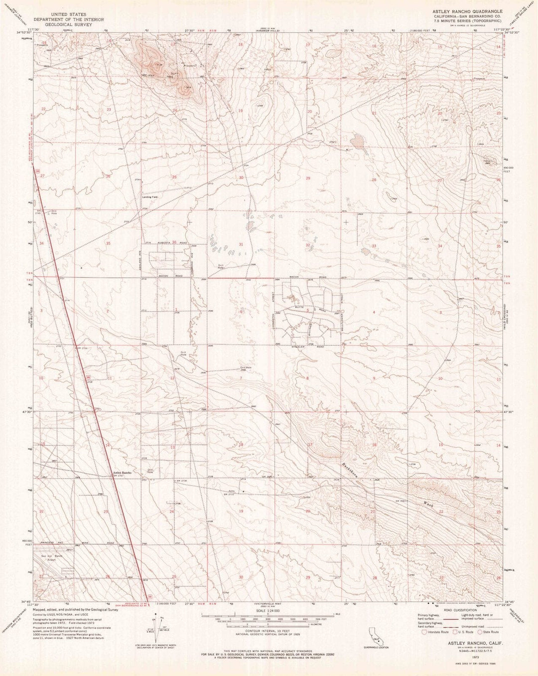 1973 Astley Rancho, CA - California - USGS Topographic Map