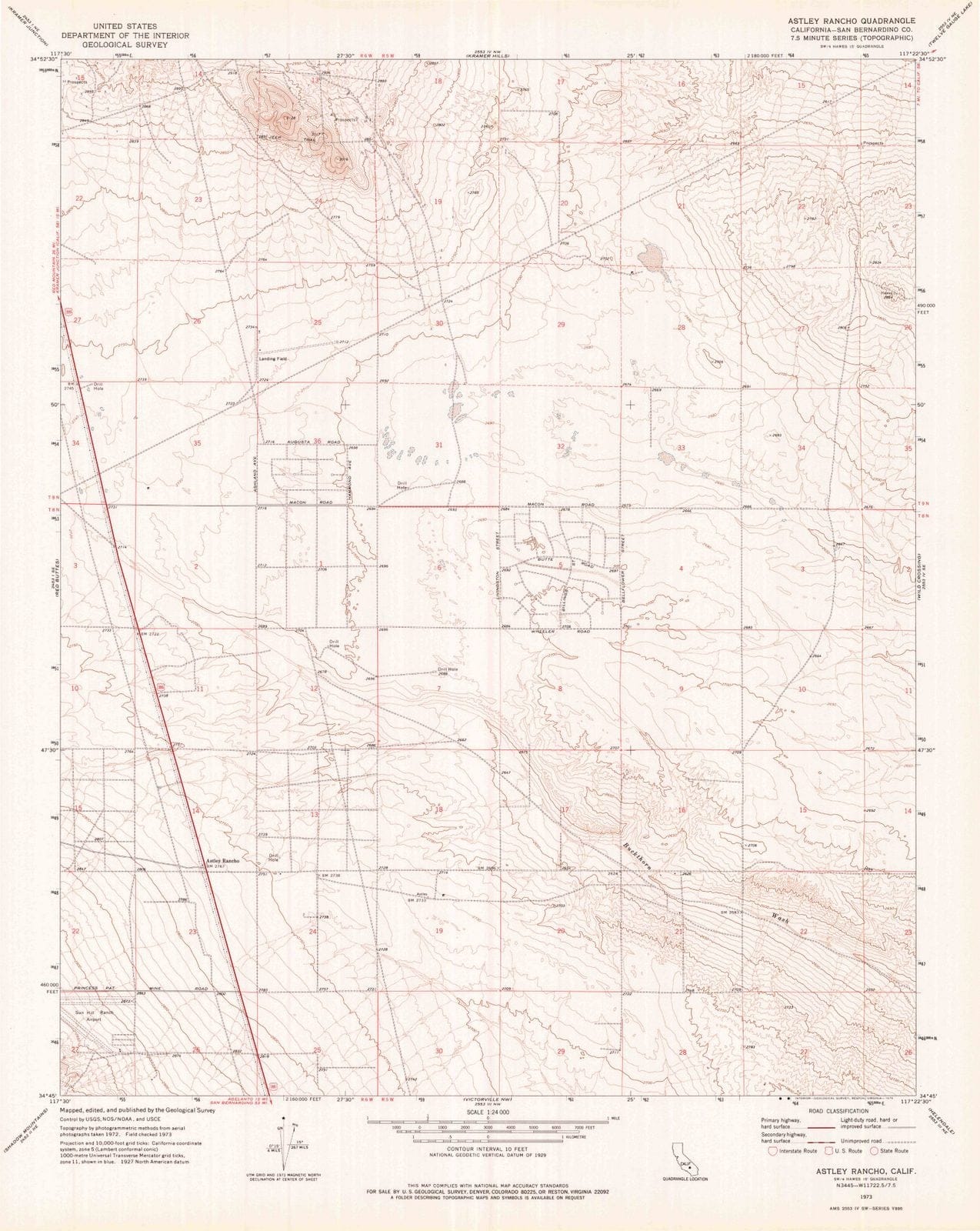 1973 Astley Rancho, CA - California - USGS Topographic Map
