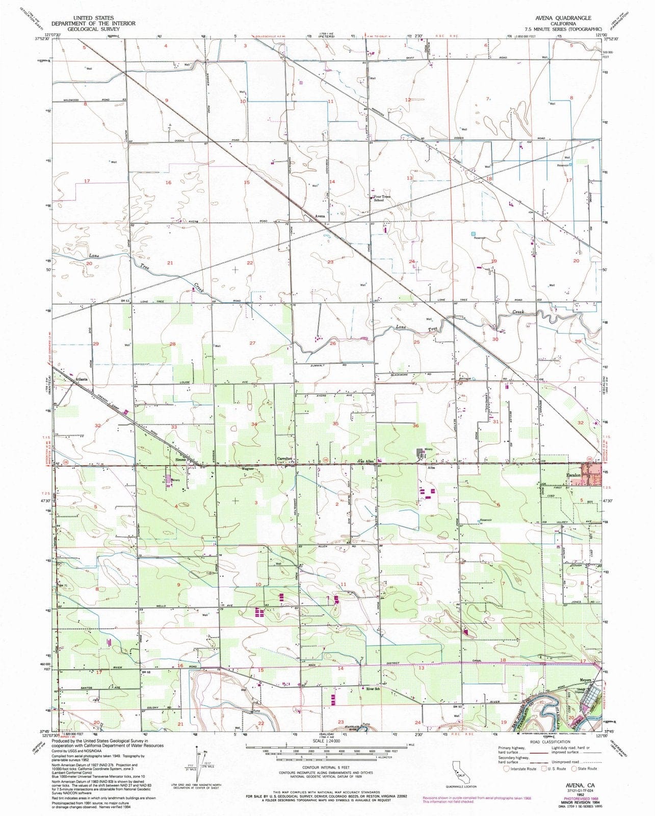 1952 Avenal, CA - California - USGS Topographic Map
