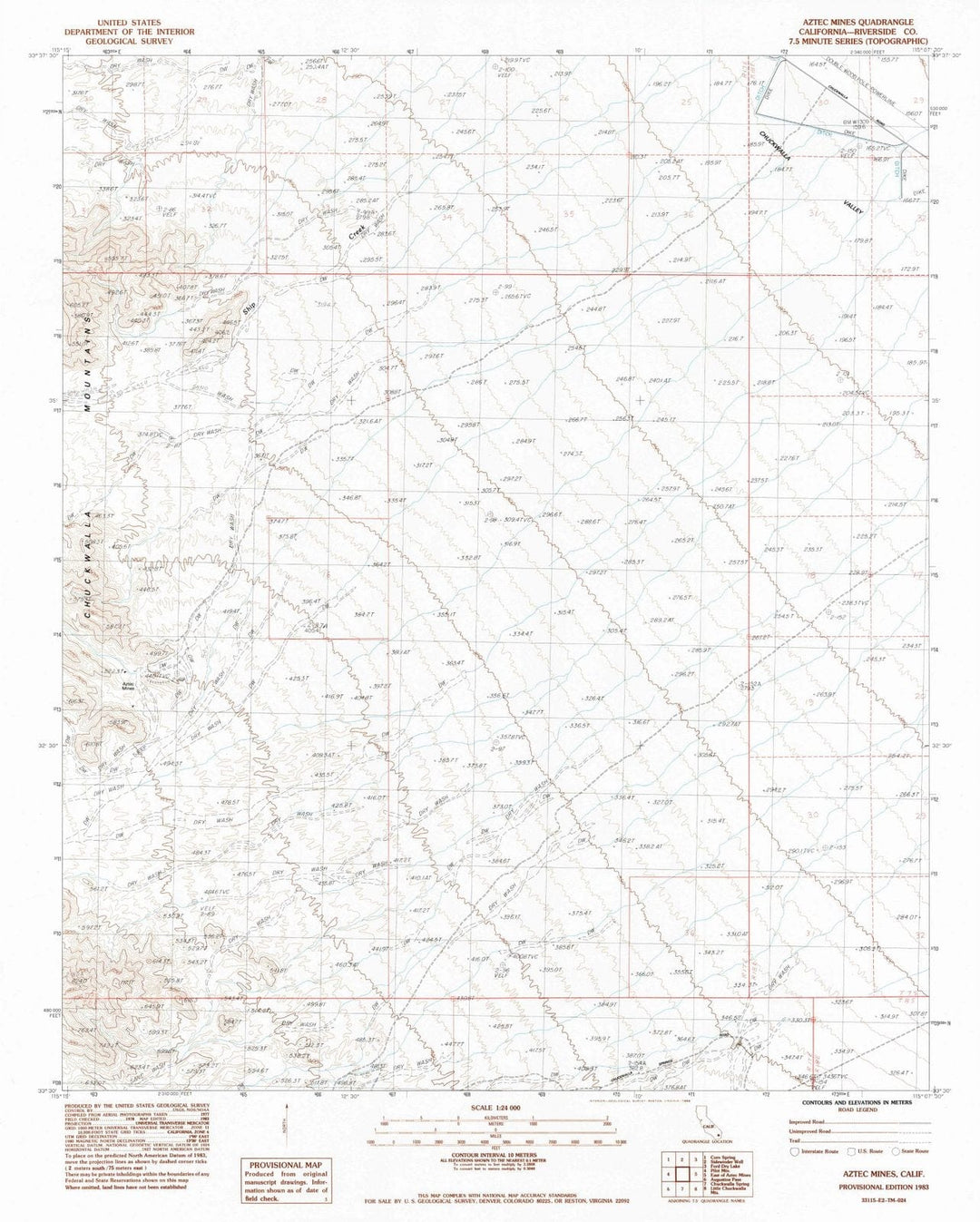 1983 Aztec Mines, CA - California - USGS Topographic Map