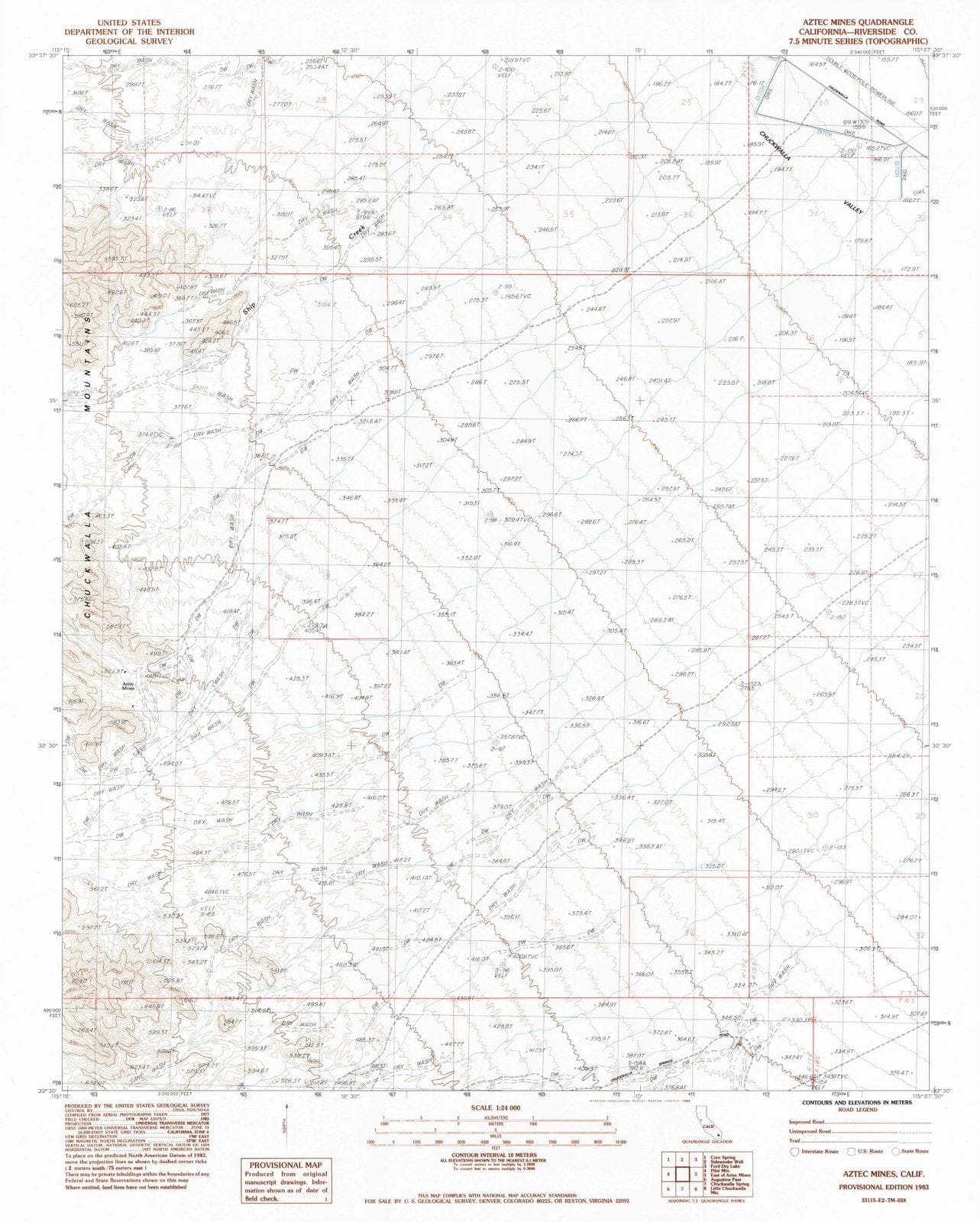 1983 Aztec Mines, CA - California - USGS Topographic Map