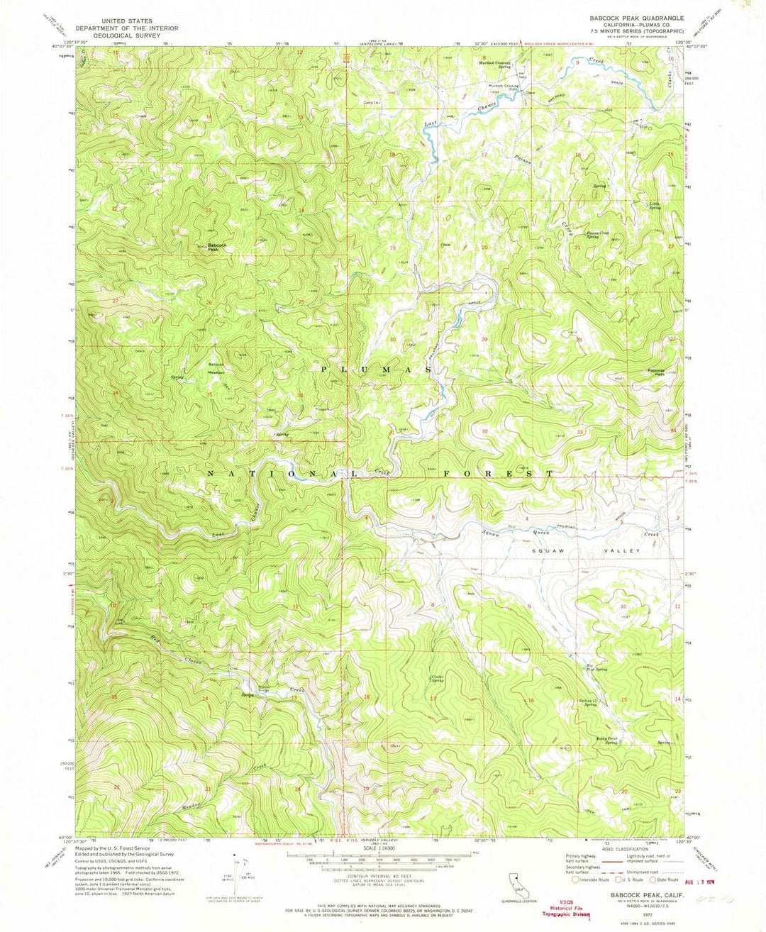 1972 Babcock Peak, CA - California - USGS Topographic Map