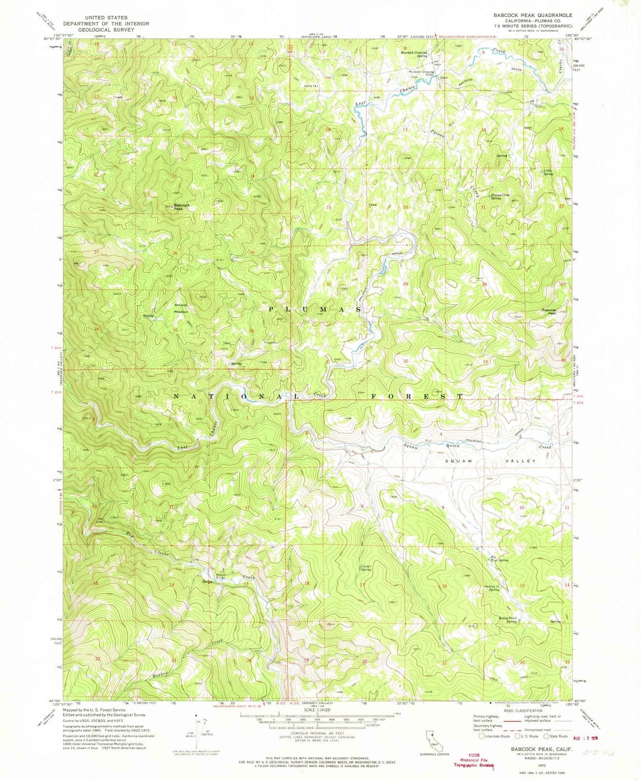 1972 Babcock Peak, CA - California - USGS Topographic Map