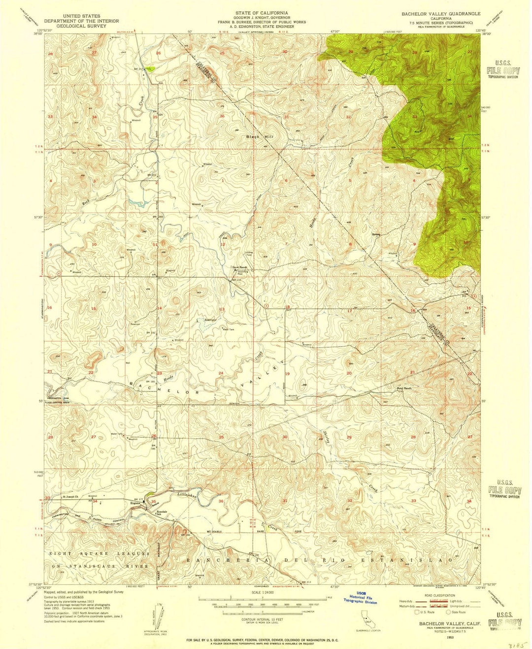 1953 Bachelor Valley, CA - California - USGS Topographic Map