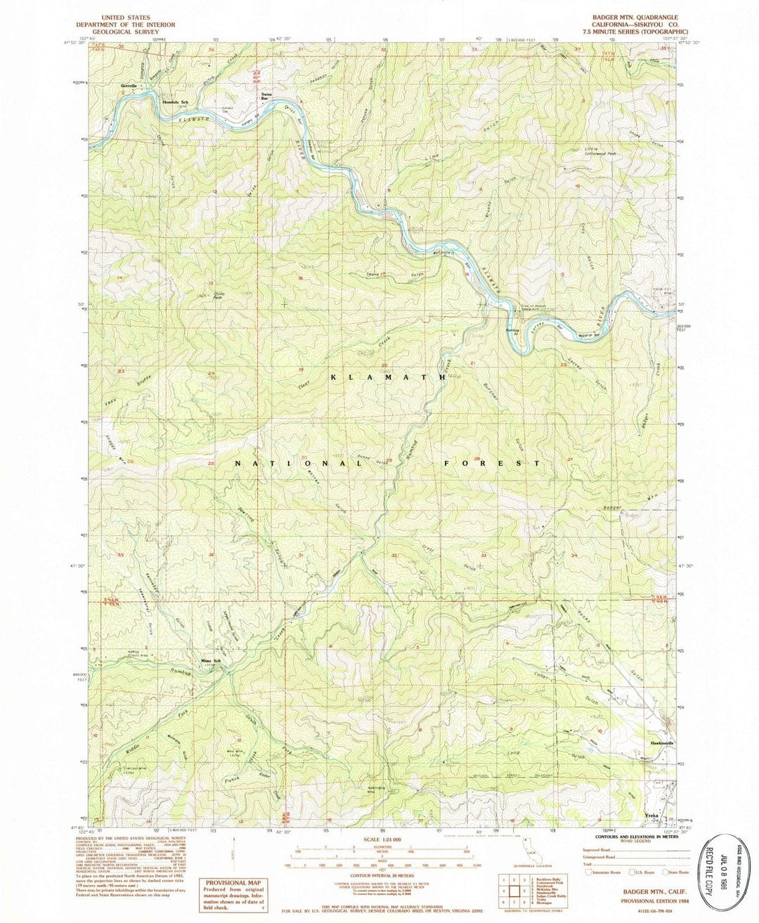 1984 Badger MTN, CA - California - USGS Topographic Map