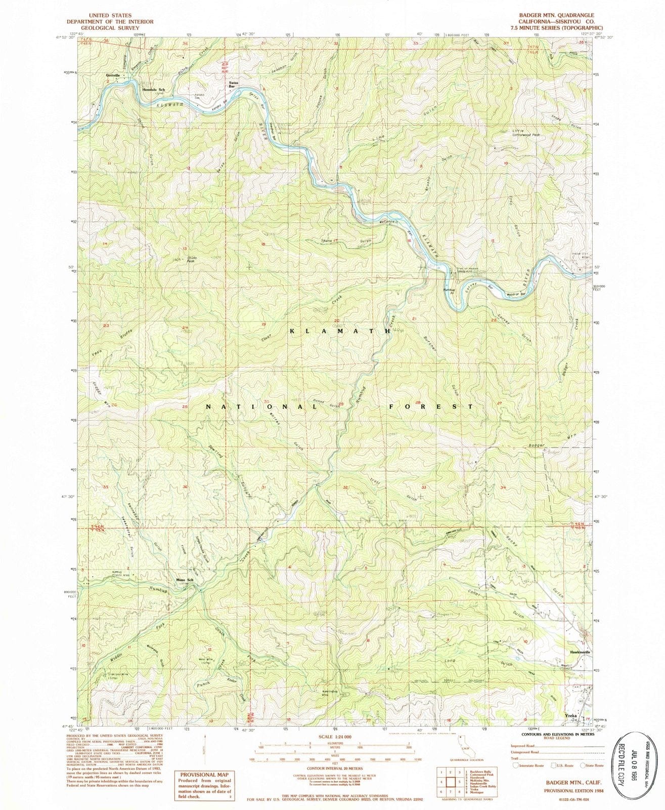 1984 Badger MTN, CA - California - USGS Topographic Map