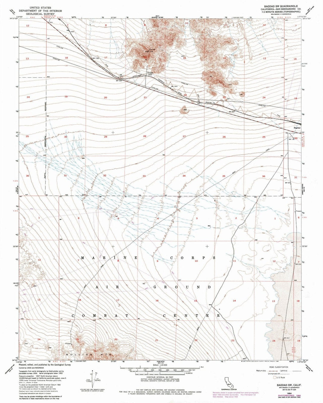 1954 Bagdad, CA - California - USGS Topographic Map