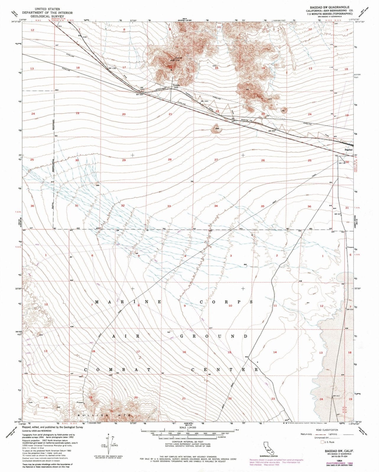 1954 Bagdad, CA - California - USGS Topographic Map