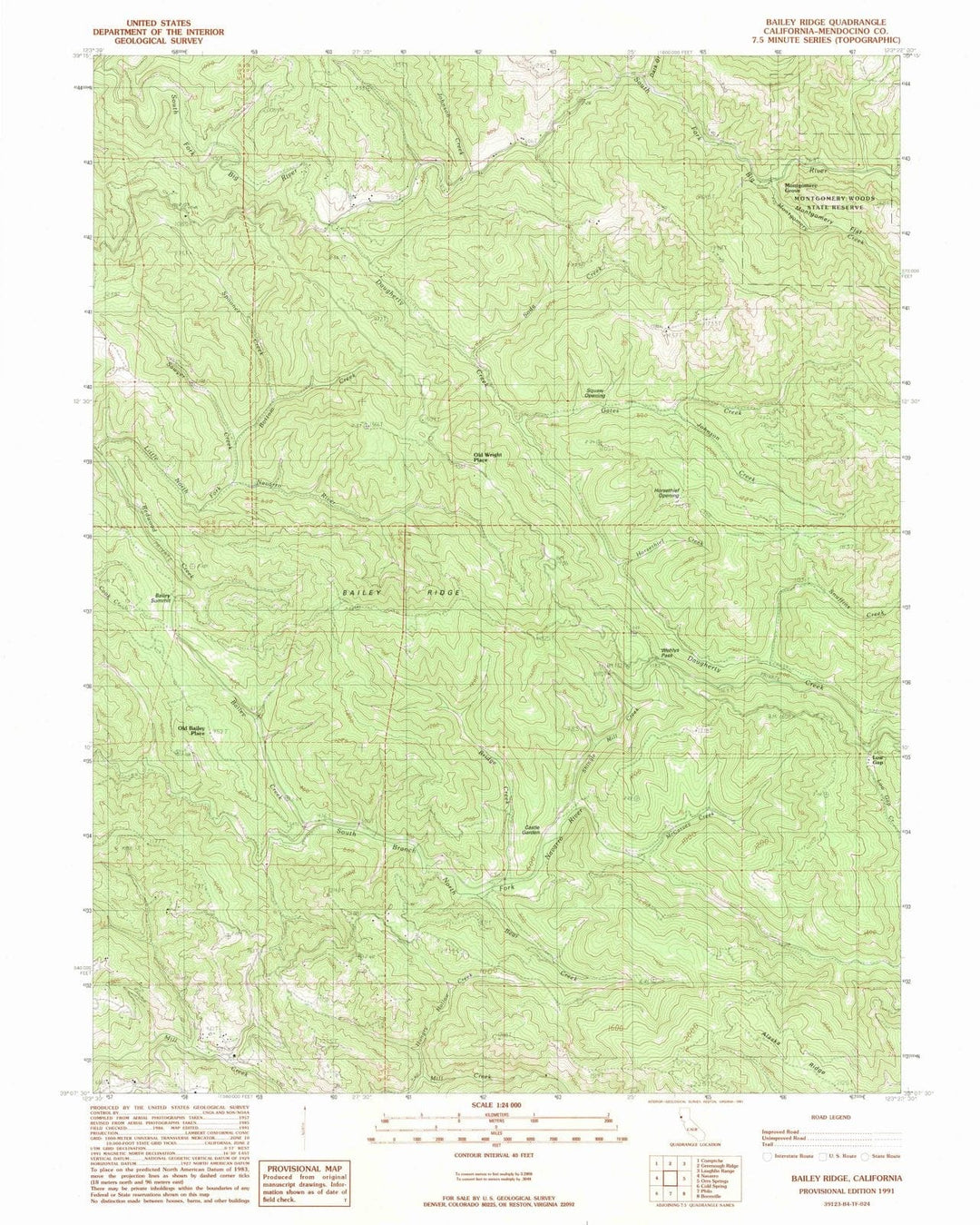 1991 Bailey Ridge, CA - California - USGS Topographic Map