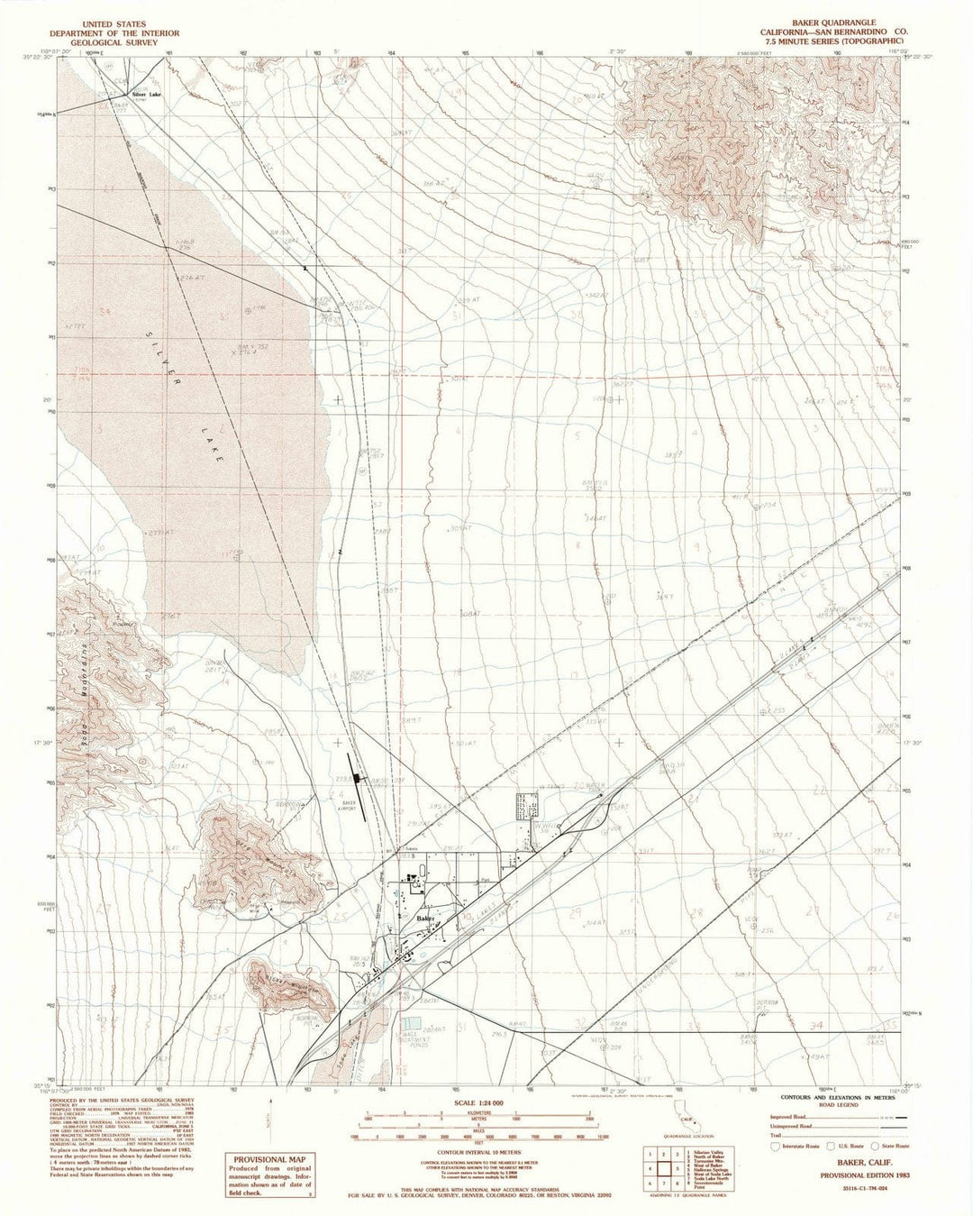 1983 Baker, CA - California - USGS Topographic Map
