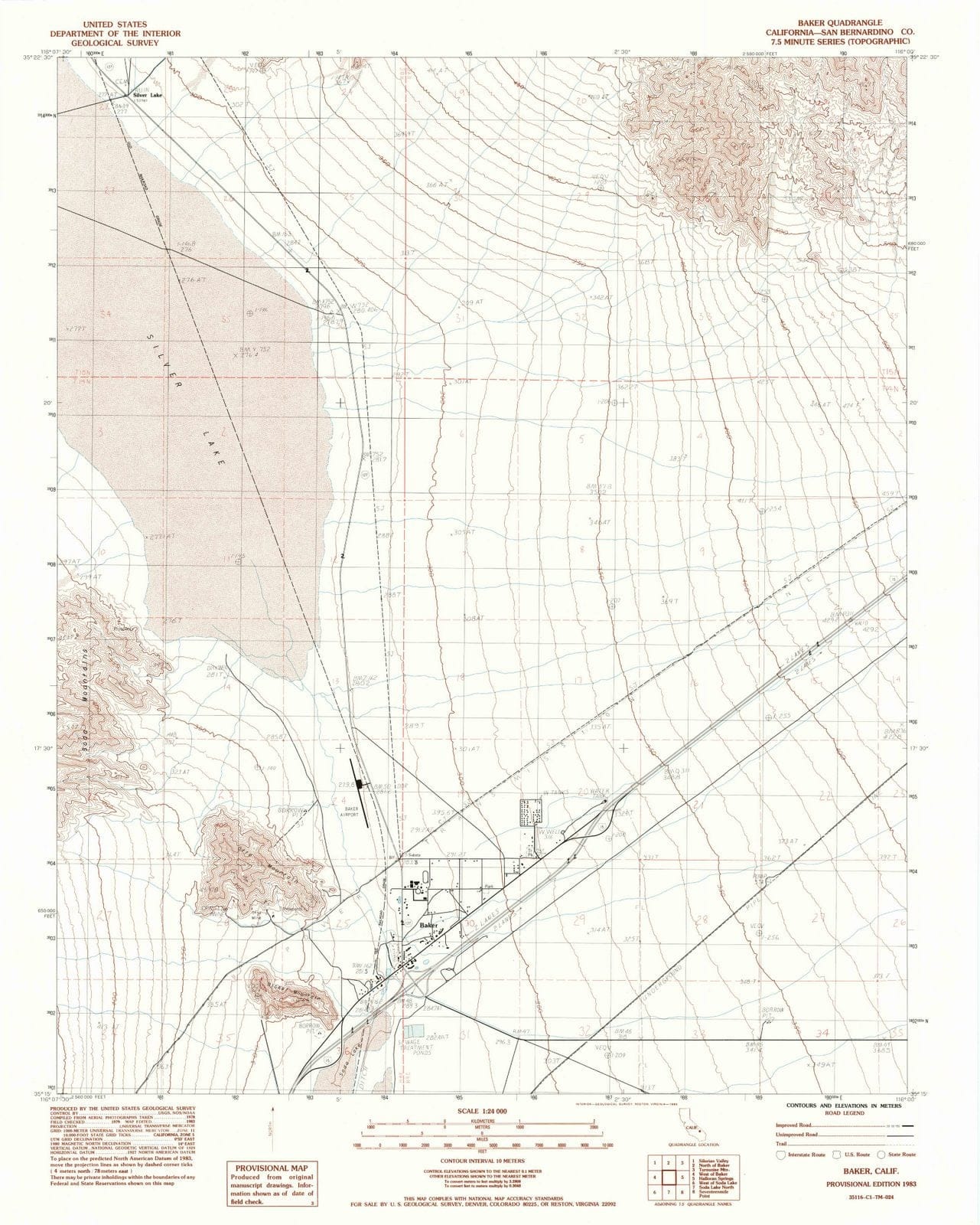 1983 Baker, CA - California - USGS Topographic Map