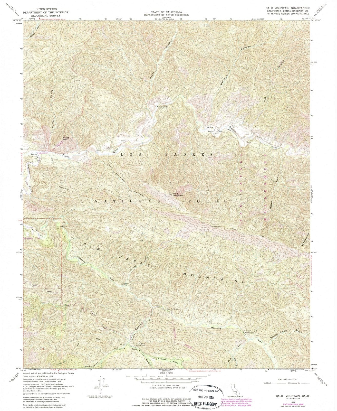 1964 Bald Mountain, CA - California - USGS Topographic Map