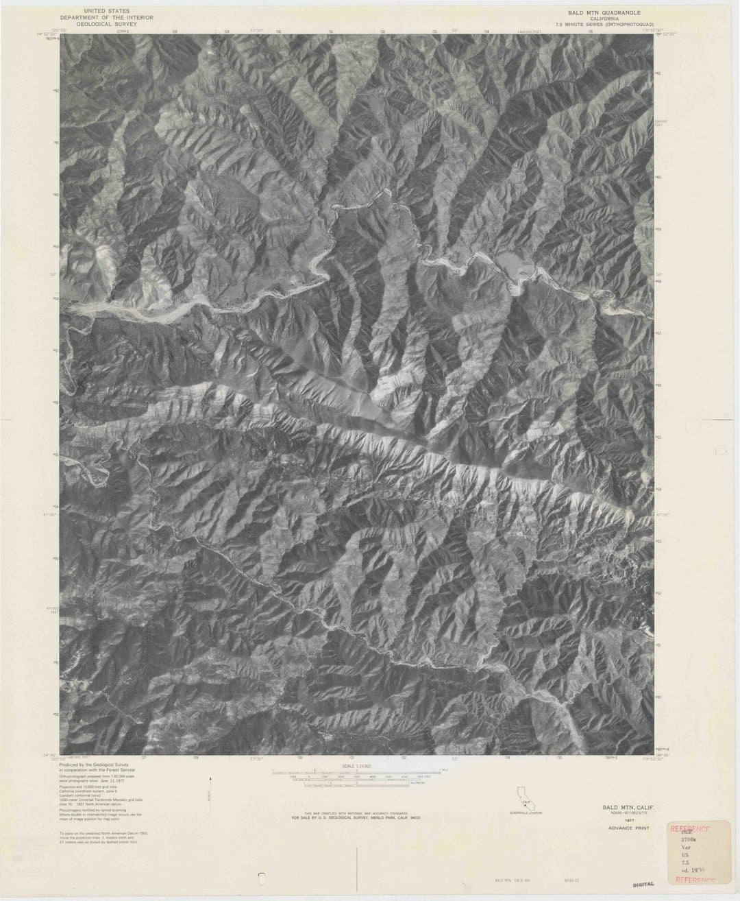1977 Bald MTN, CA - California - USGS Topographic Map