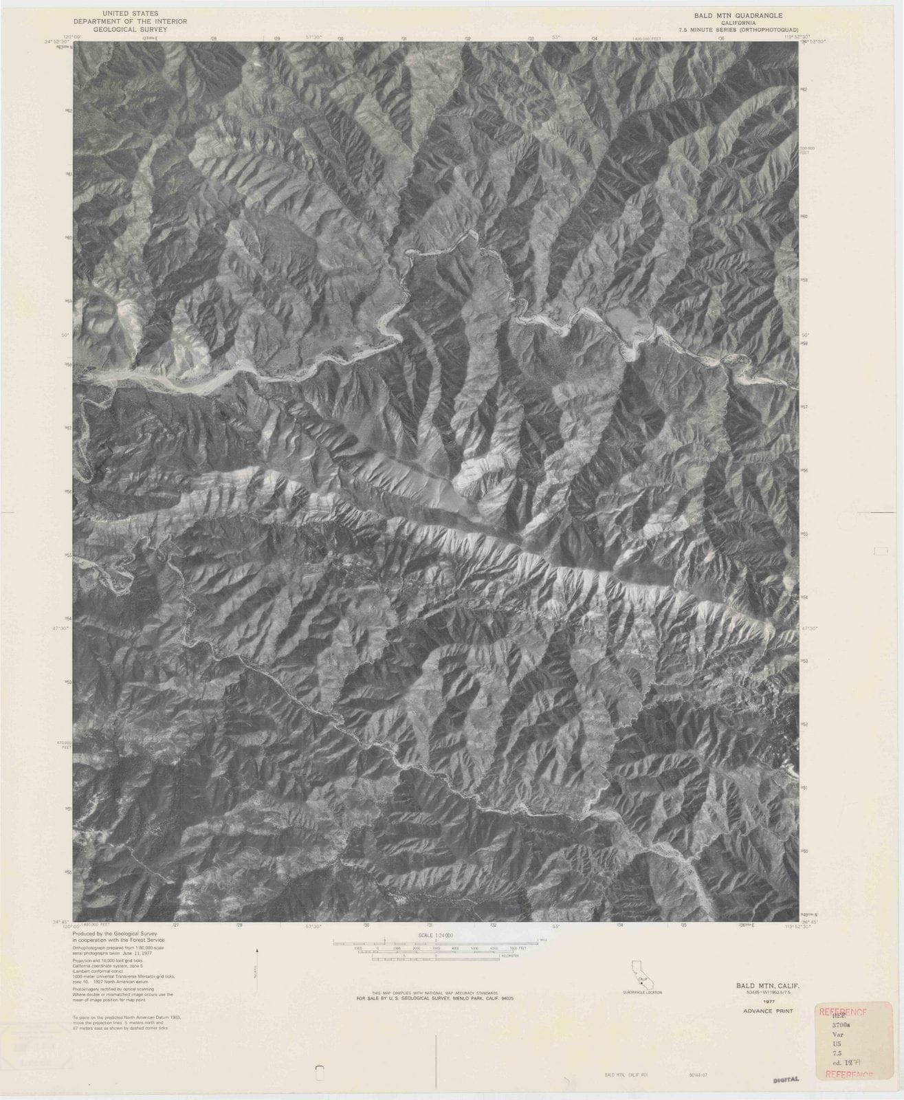 1977 Bald MTN, CA - California - USGS Topographic Map