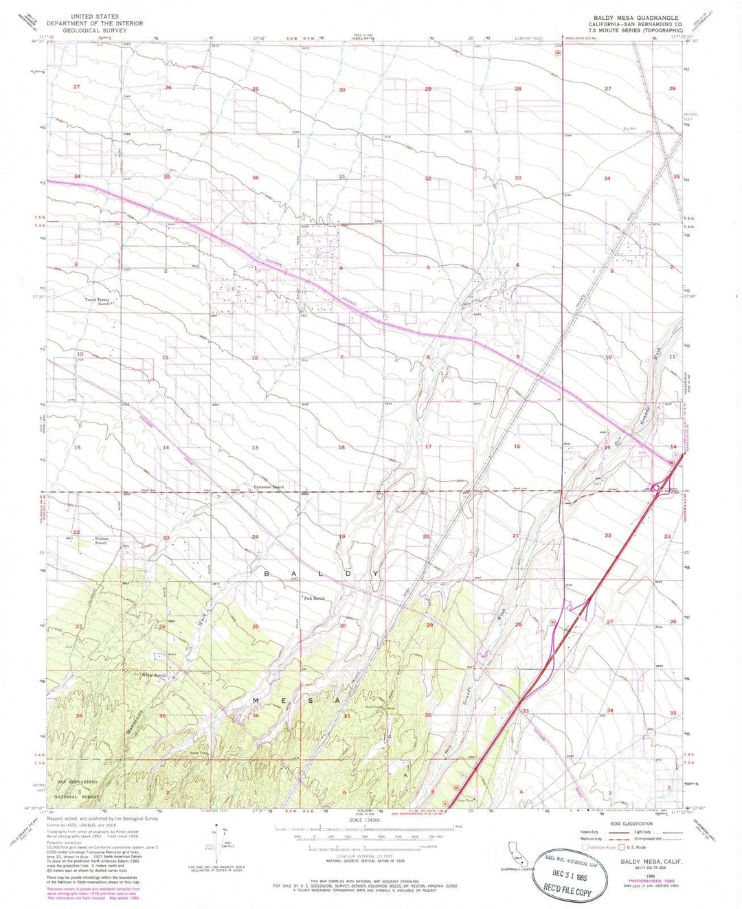 1956 Baldy Mesa, CA - California - USGS Topographic Map