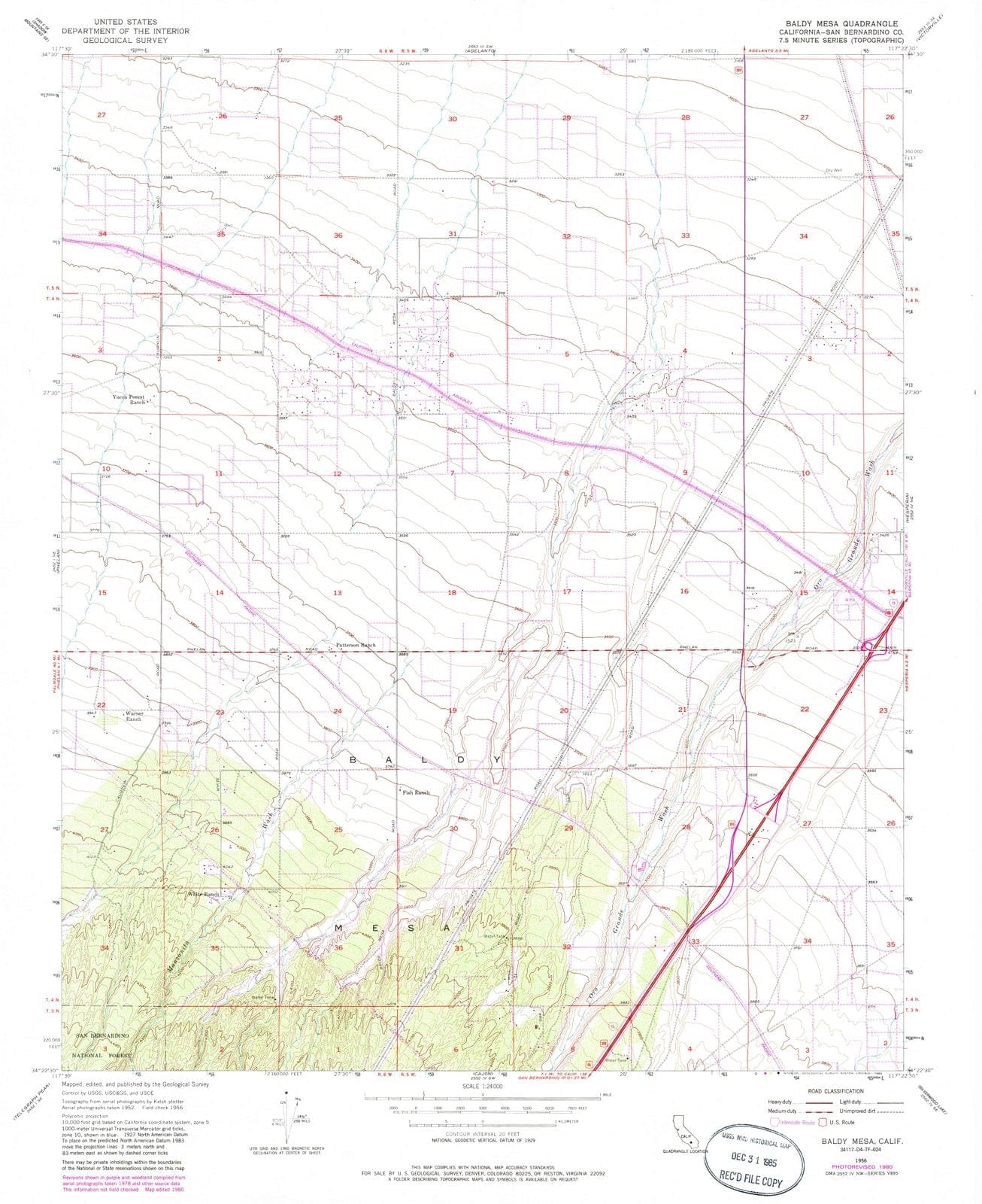 1956 Baldy Mesa, CA - California - USGS Topographic Map