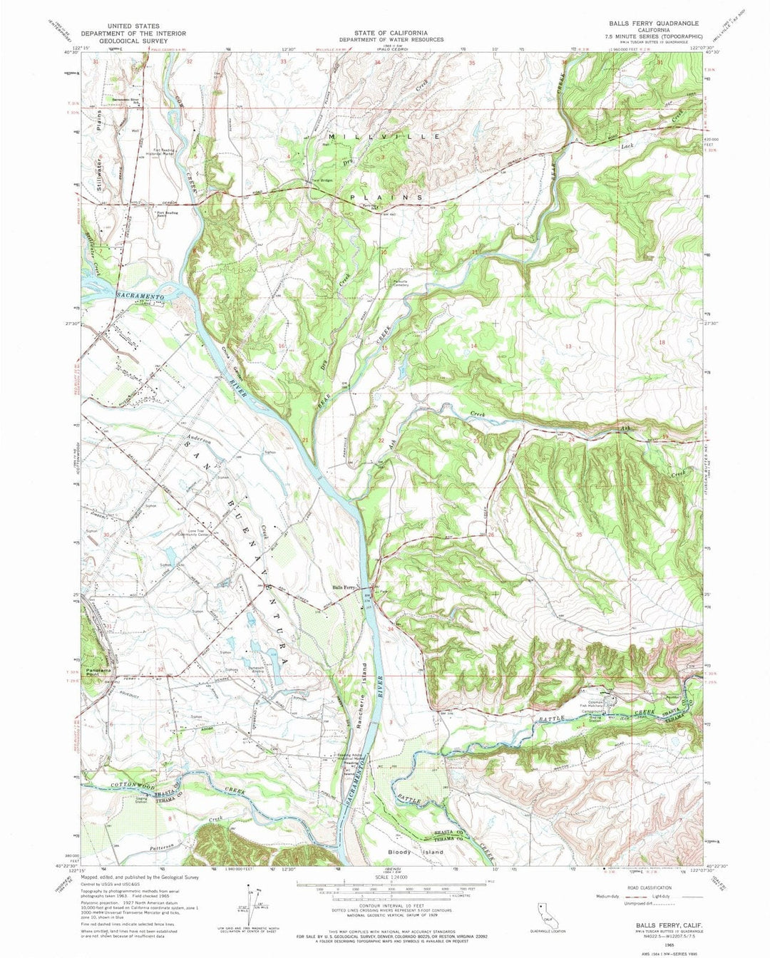 1965 Balls Ferry, CA - California - USGS Topographic Map