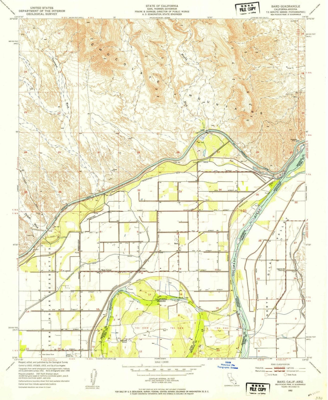 1952 Bard, CA - California - USGS Topographic Map