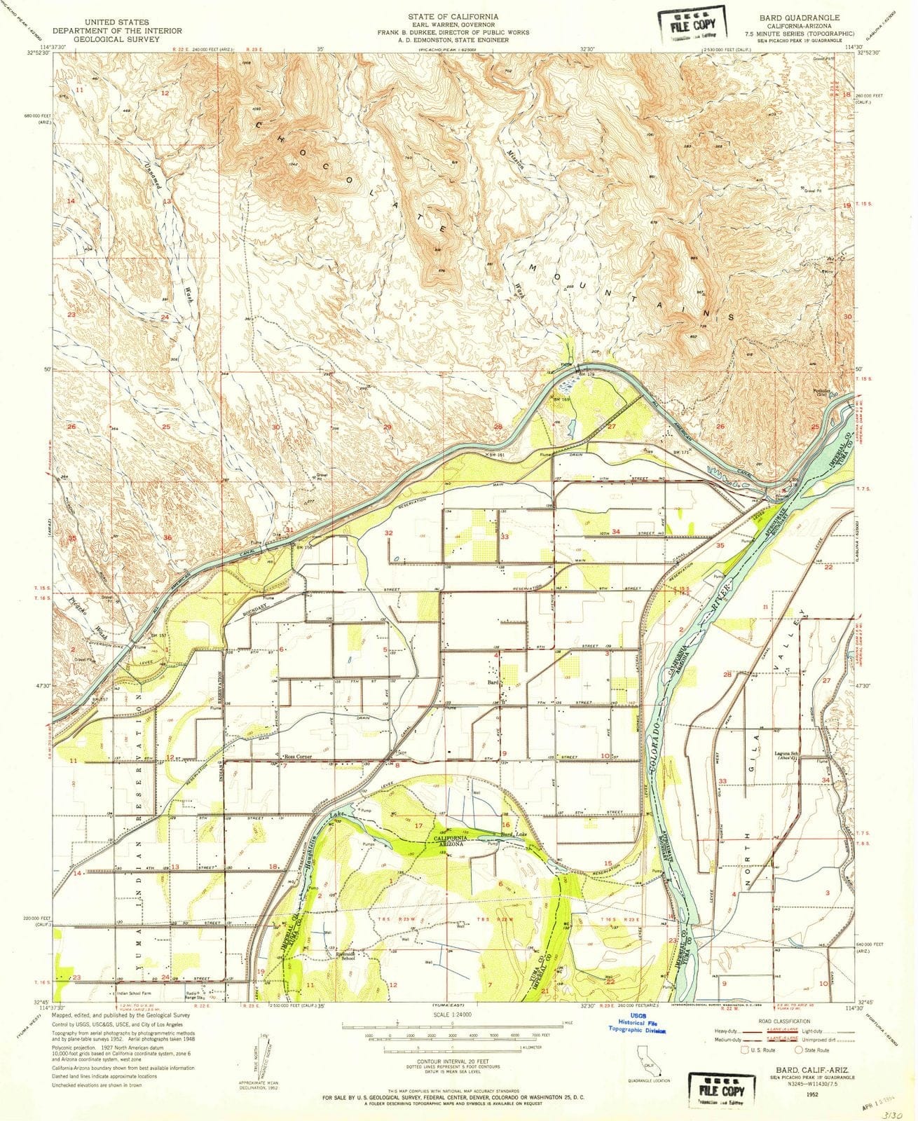 1952 Bard, CA - California - USGS Topographic Map