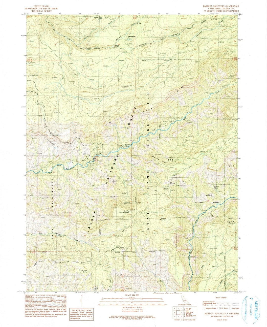 1991 Barkley Mountain, CA - California - USGS Topographic Map