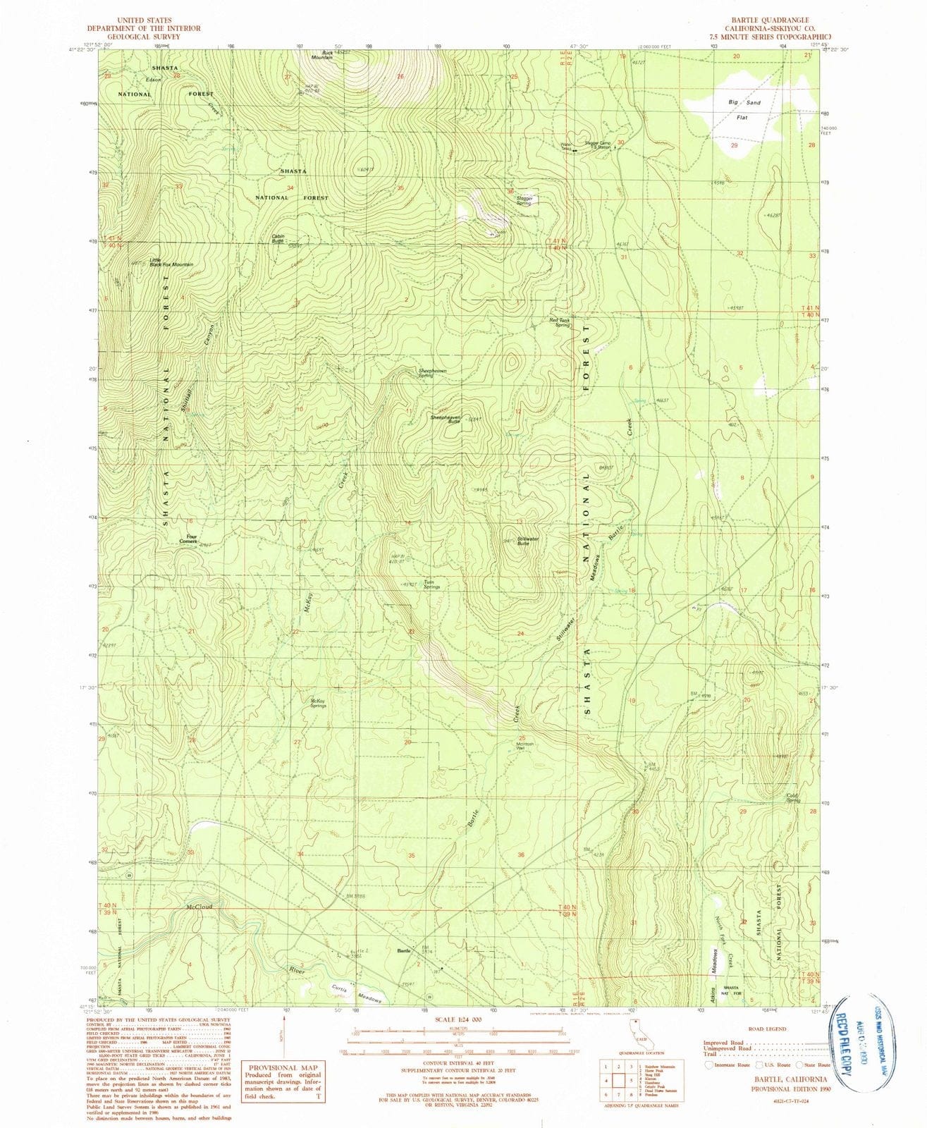 1990 Bartle, CA - California - USGS Topographic Map