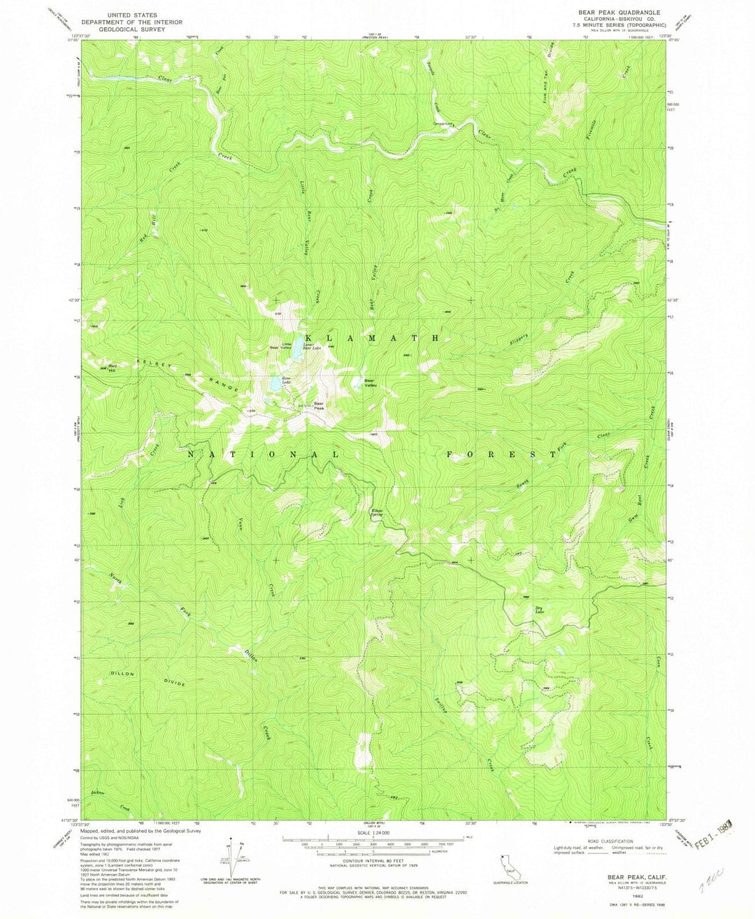 1982 Bear Peak, CA - California - USGS Topographic Map
