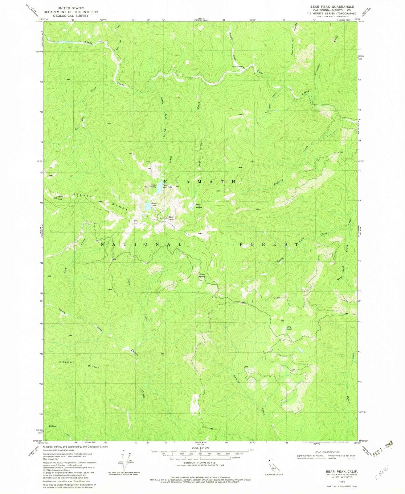 1982 Bear Peak, CA - California - USGS Topographic Map