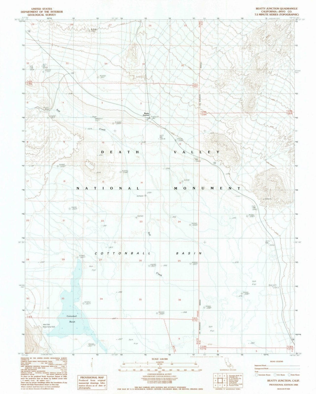 1988 Beatty Junction, CA - California - USGS Topographic Map