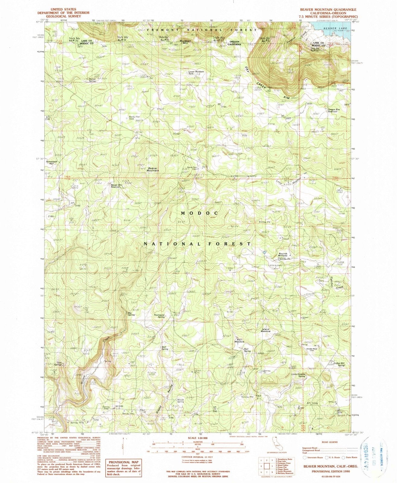 1990 Beaver Mountain, CA - California - USGS Topographic Map