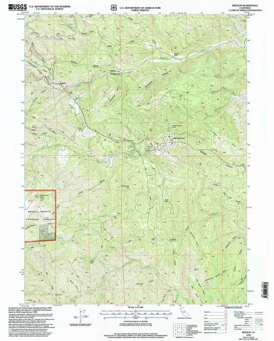 1998 Beegum, CA - California - USGS Topographic Map