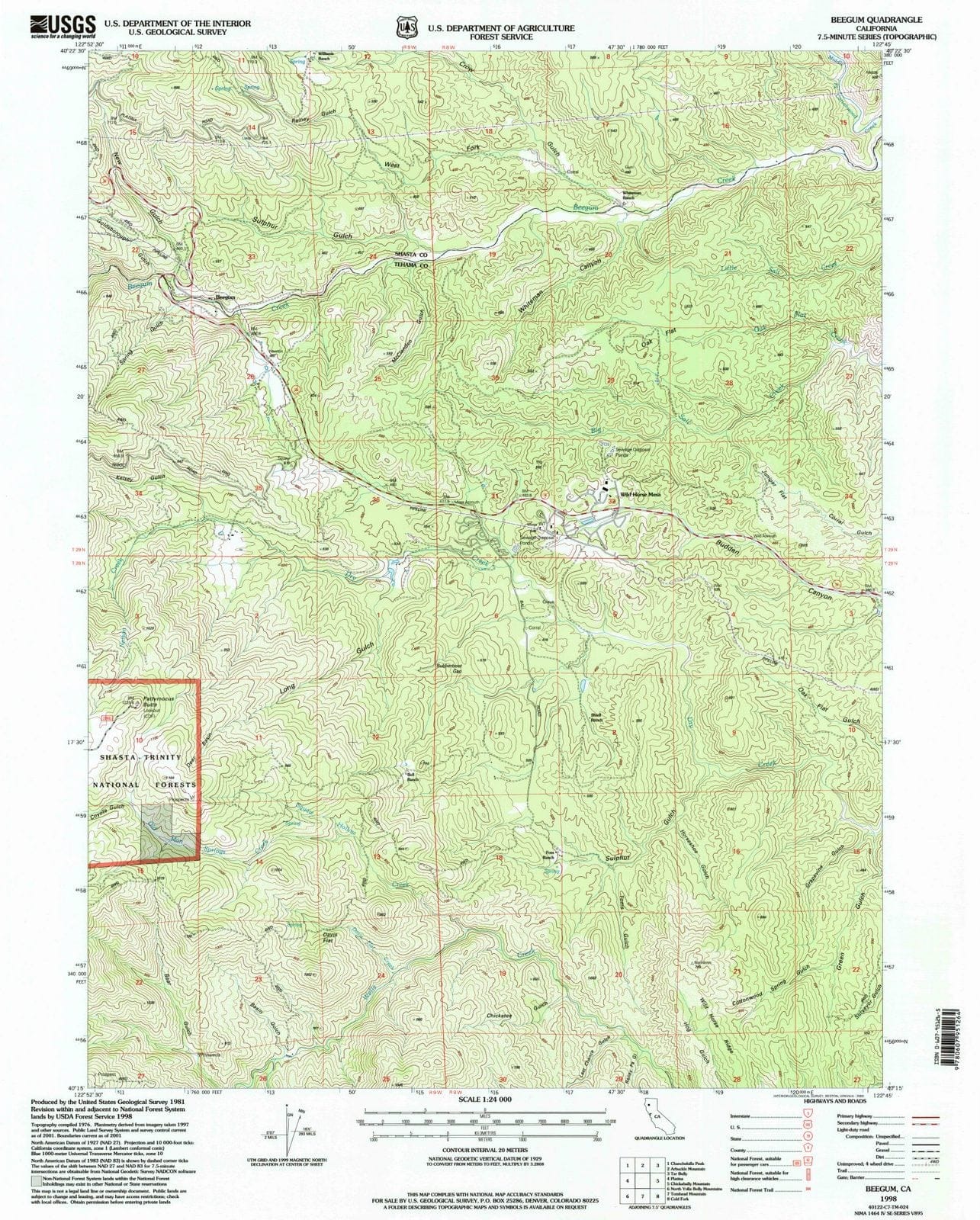 1998 Beegum, CA - California - USGS Topographic Map