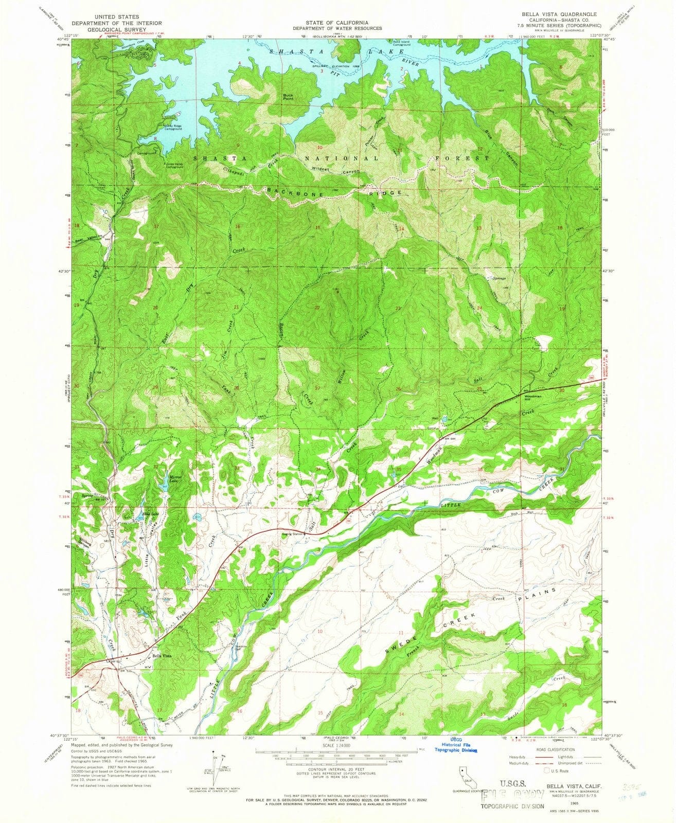1965 Bella Vista, CA - California - USGS Topographic Map