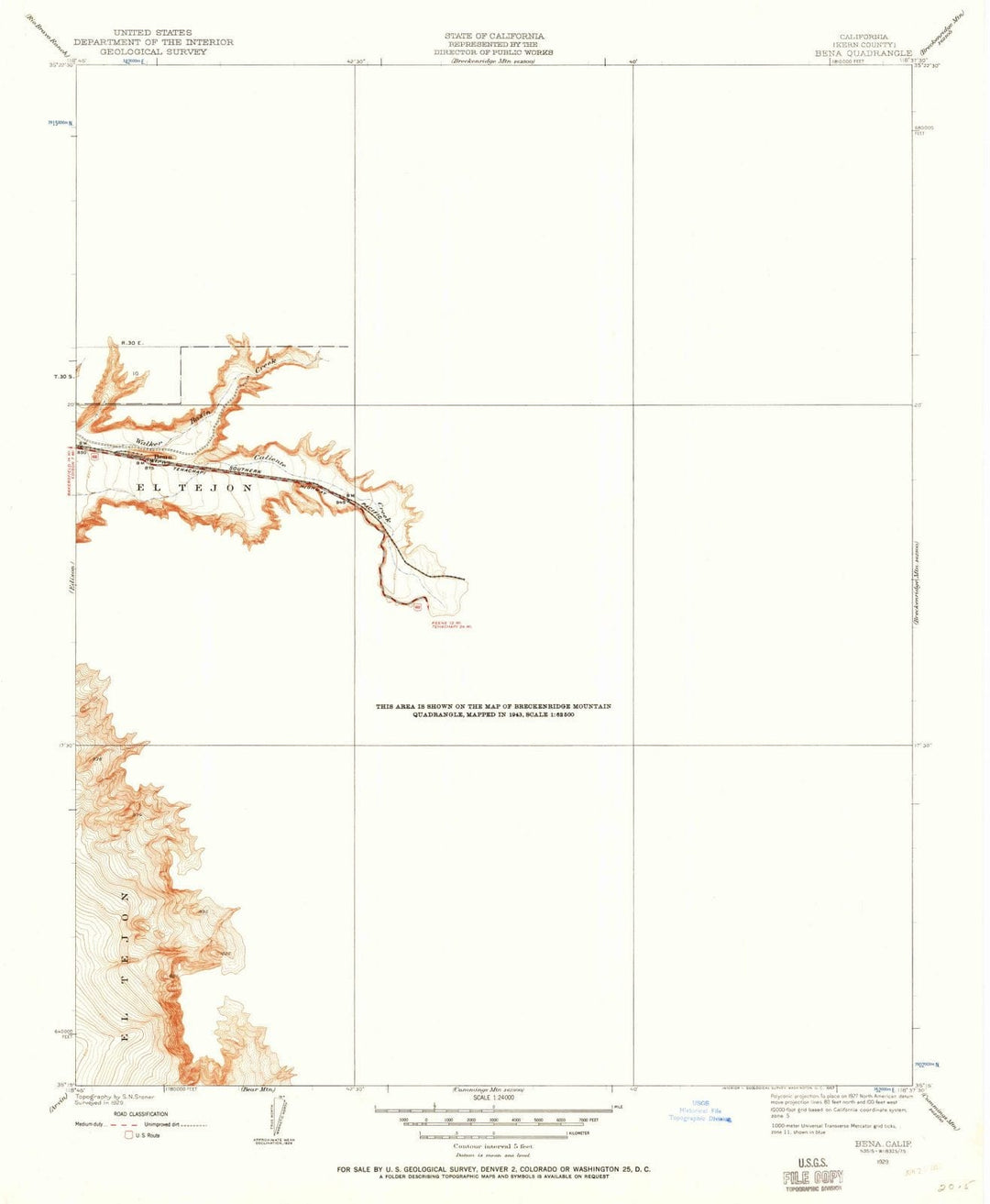 1929 Bena, CA - California - USGS Topographic Map