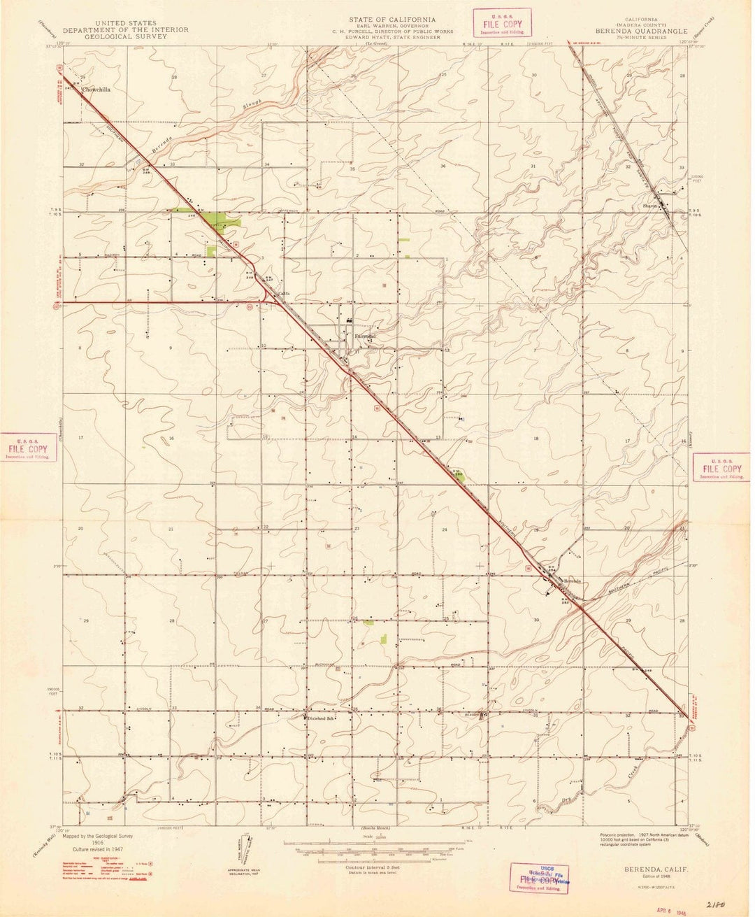 1948 Berenda, CA - California - USGS Topographic Map