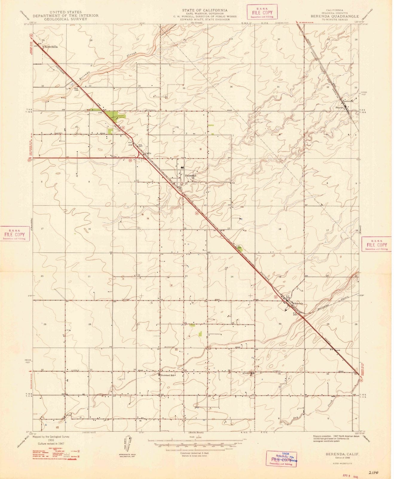 1948 Berenda, CA - California - USGS Topographic Map