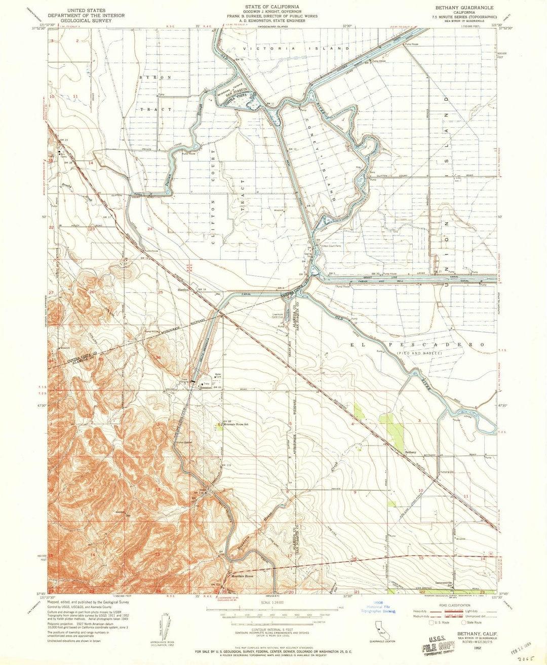 1952 Bethany, CA - California - USGS Topographic Map