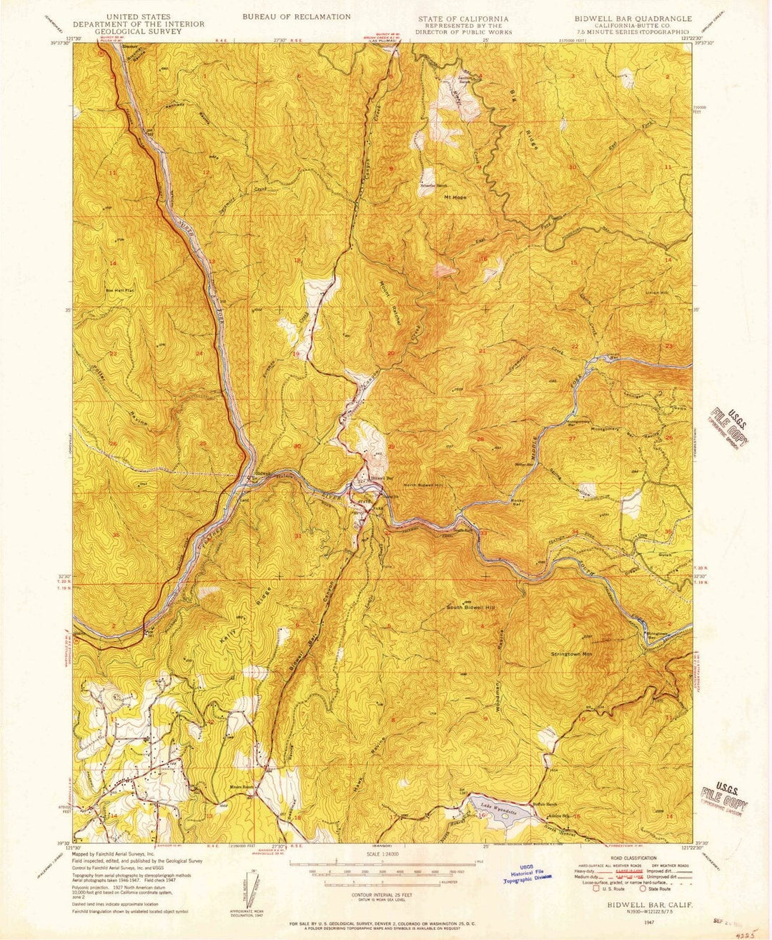 1947 Bidwell Bar, CA - California - USGS Topographic Map