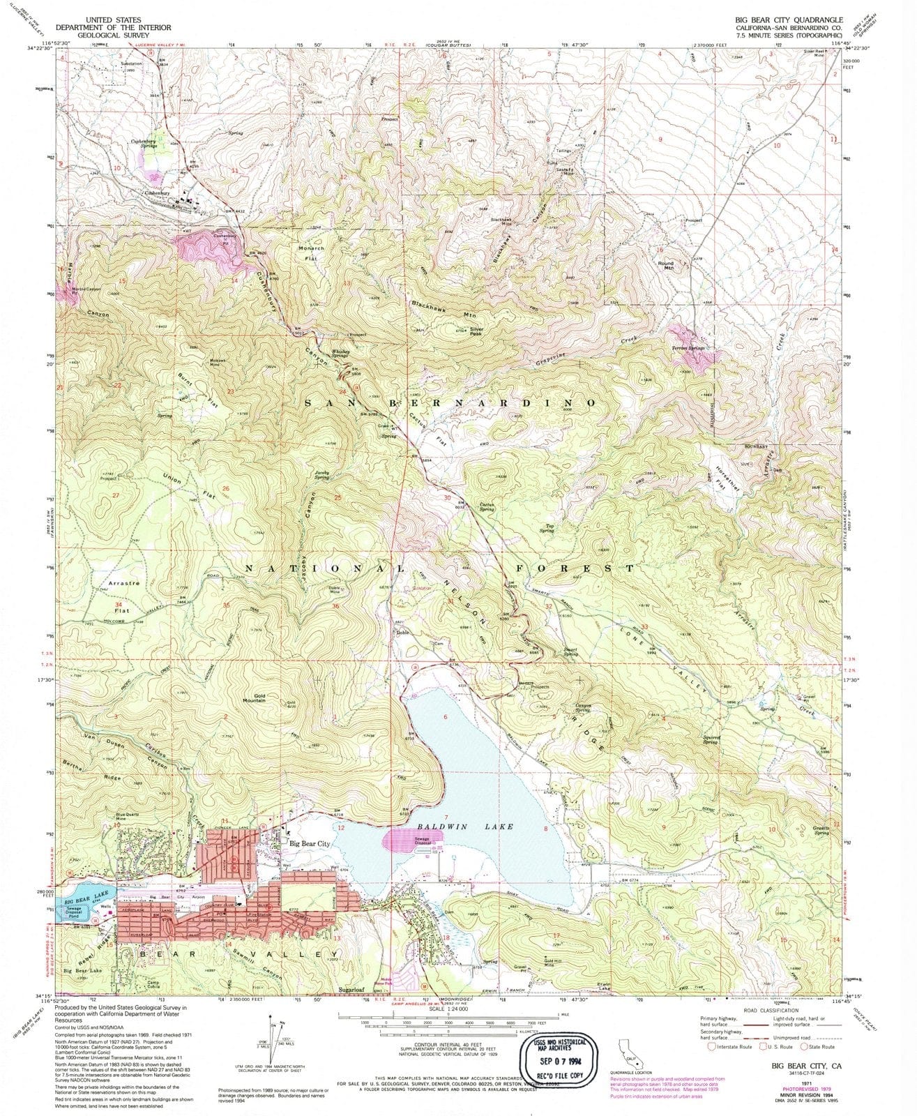 1971 Big Bear City, CA - California - USGS Topographic Map