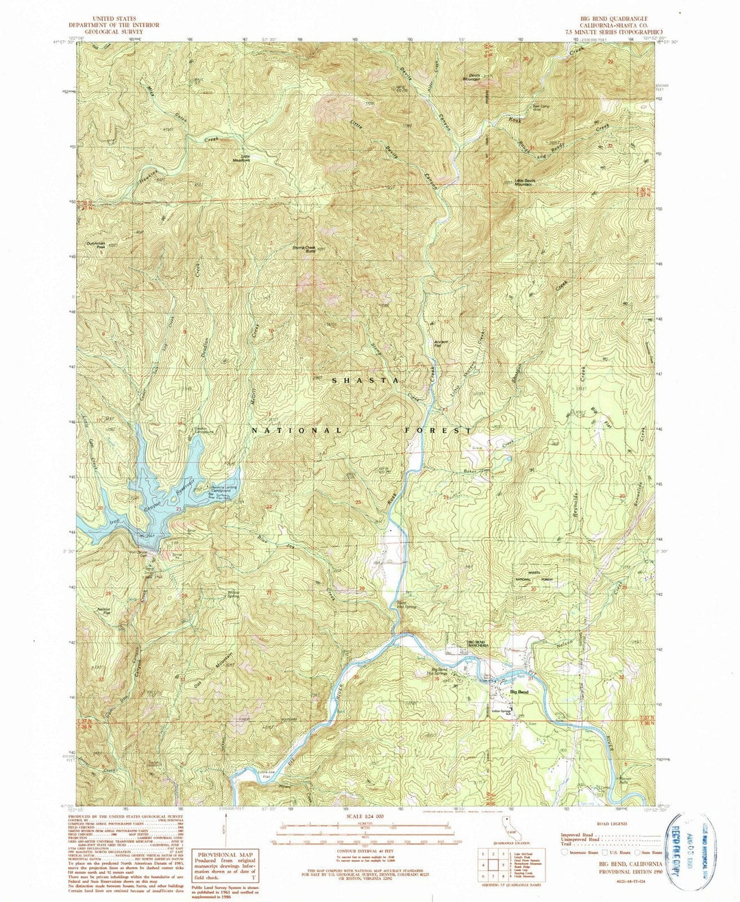 1990 Big Bend, CA - California - USGS Topographic Map