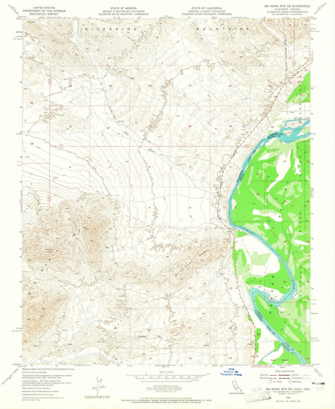 1954 Big Maria MTS, CA - California - USGS Topographic Map