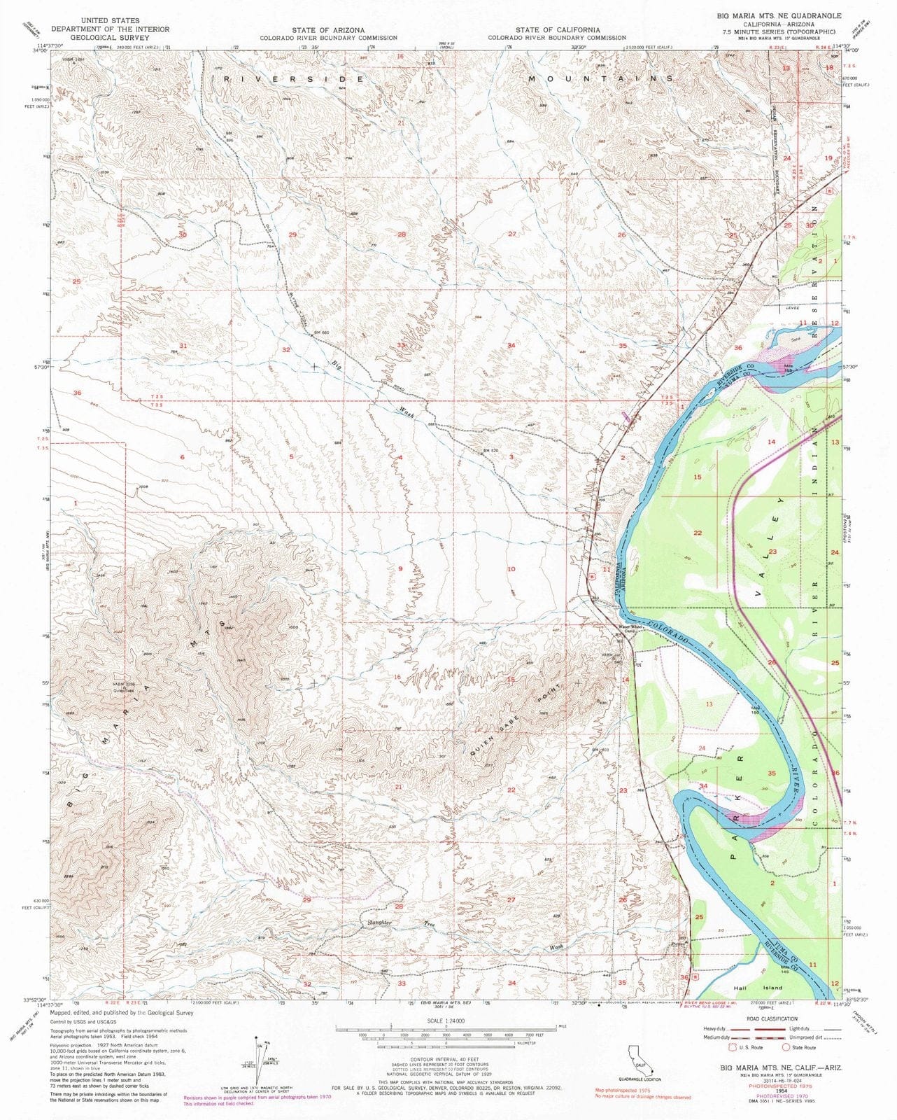 1954 Big Maria MTS, CA - California - USGS Topographic Map v2
