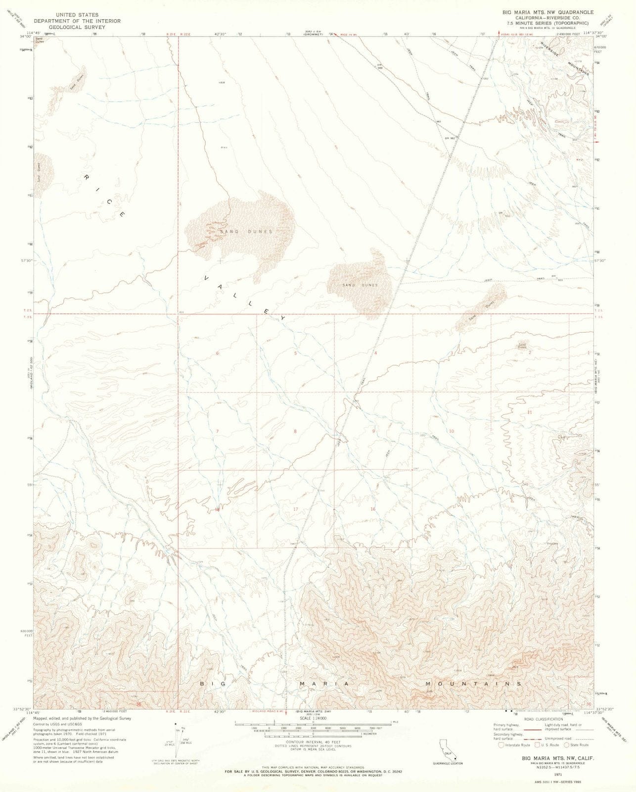 1971 Big Maria MTS, CA - California - USGS Topographic Map v2
