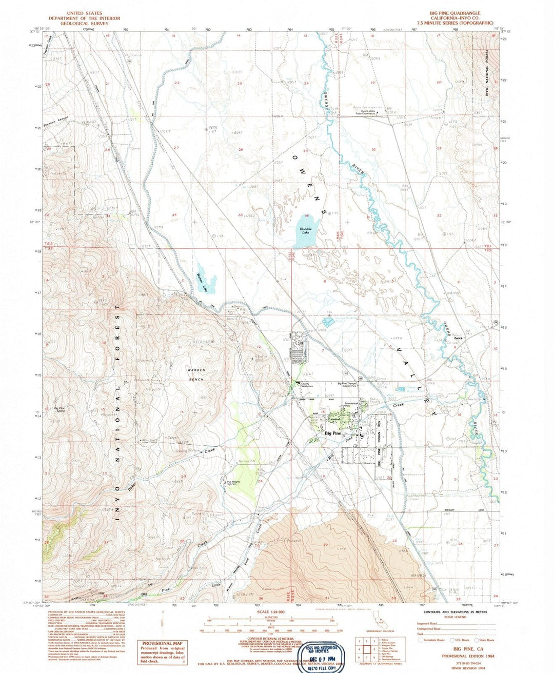 1984 Big Pine, CA - California - USGS Topographic Map
