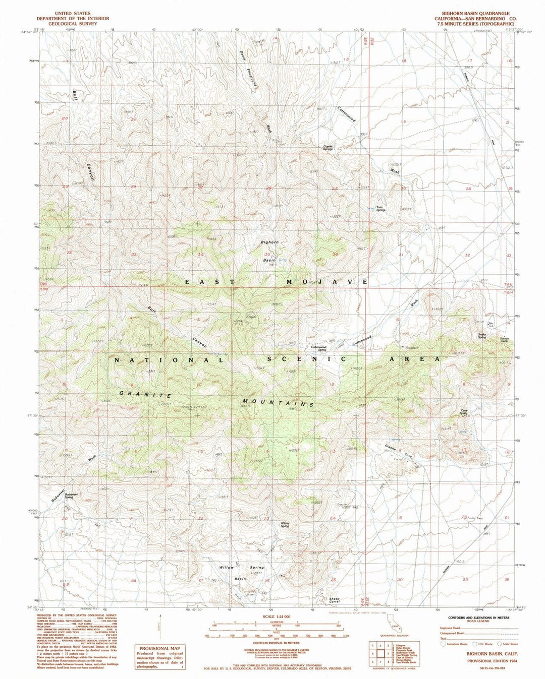 1984 Bighorn Basin, CA - California - USGS Topographic Map